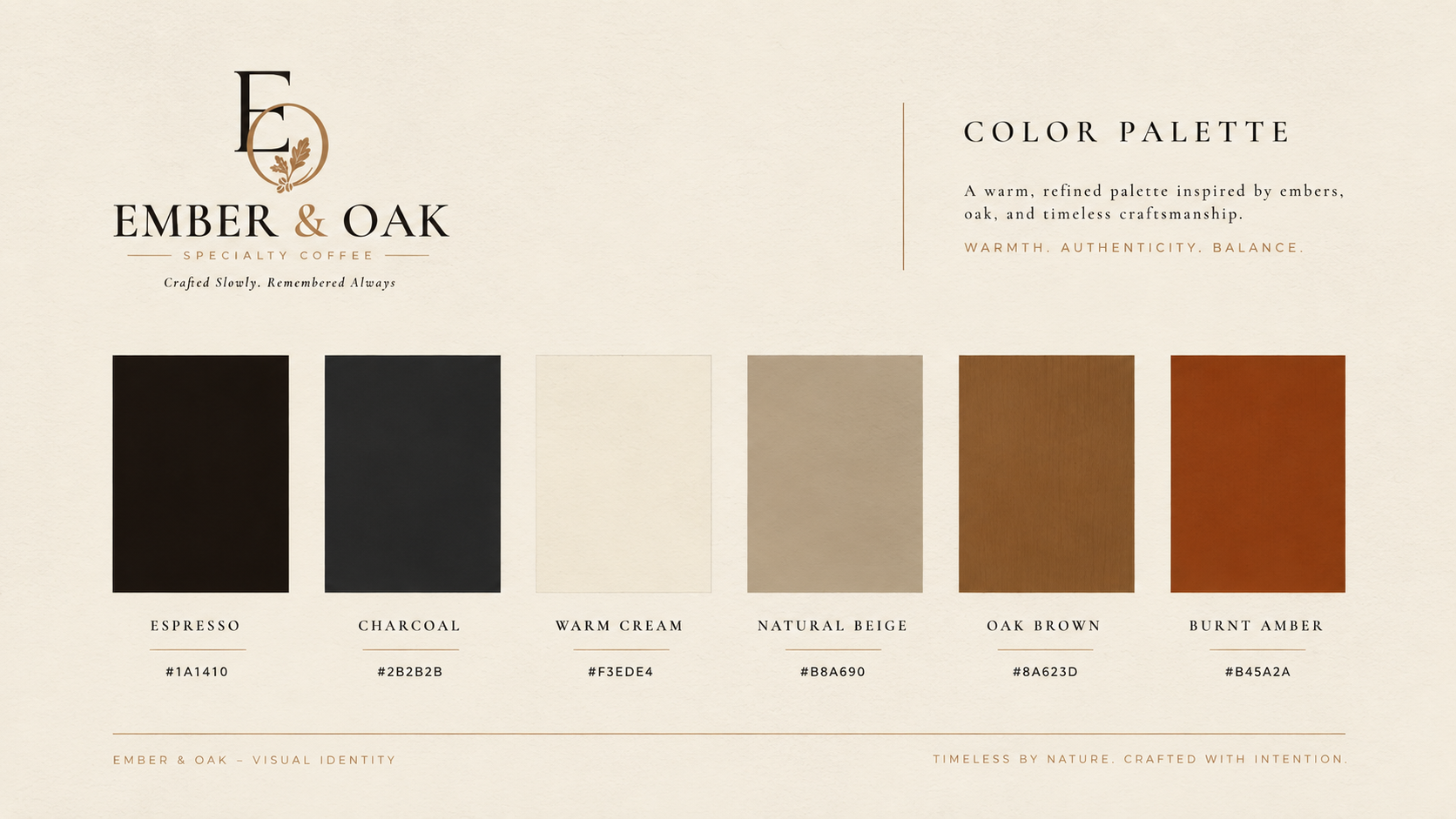 Ember & Oak color palette